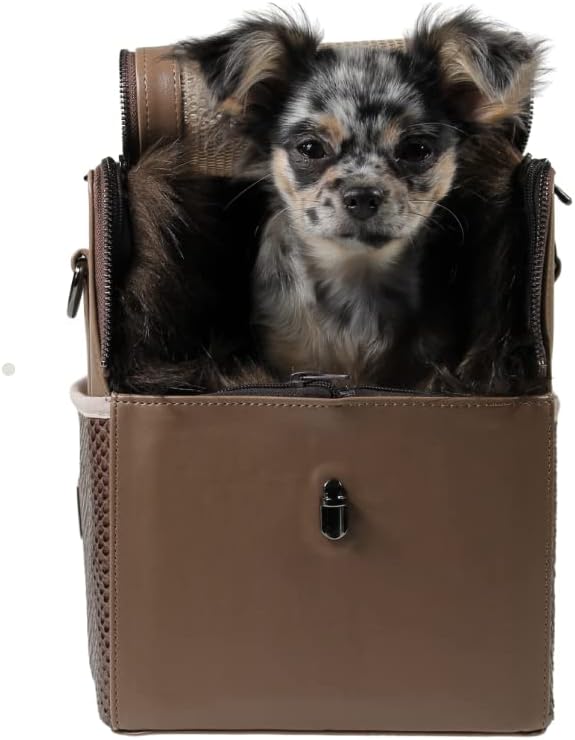 MYXA Classi Hundetasche Hundetragetasche Flugtasche mit abnehmbaren Dachnetz (Brown Snake, inkl. 360
