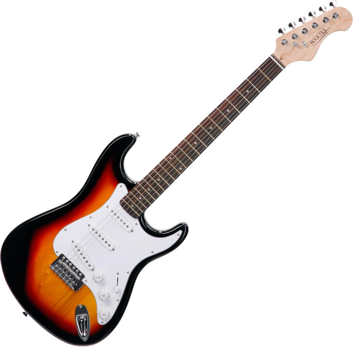 Rocktile Sphere Classic Sunburst E-Gitarre (weisses Schlagbrett, 3x Single Coil Tonabnehmer, 21 Bünd