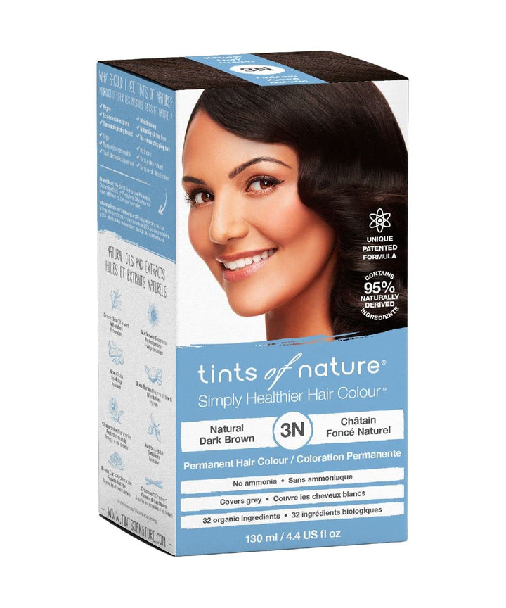 Tints of Nature 3N Natural Dark Brown Permanent Hair Dye, Vegan 130ml | Creates beautiful dark brown