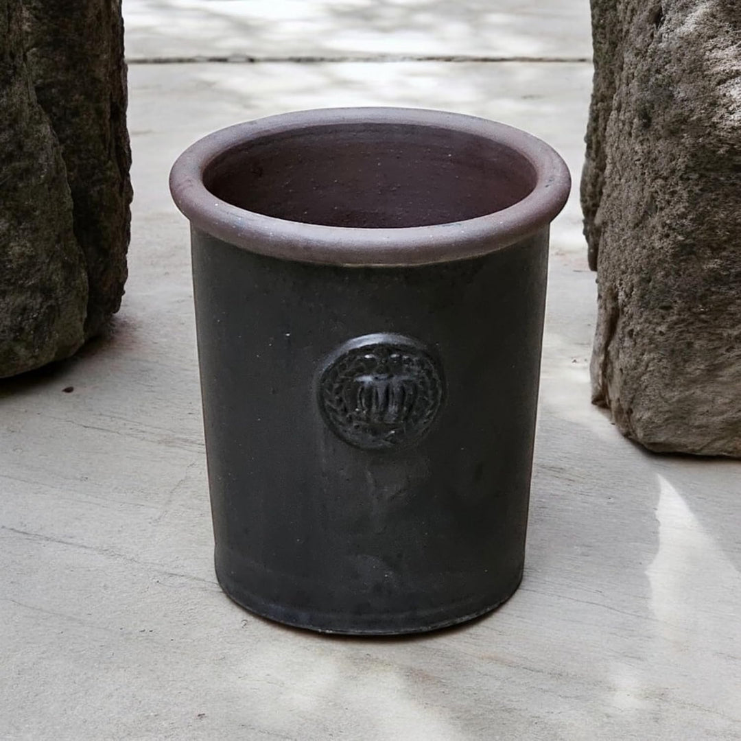 Pflanzgefäss Blumentopf Übertopf mit Kronen 25 x 28cm aus Keramik hochwertig glasiert -absolut frost
