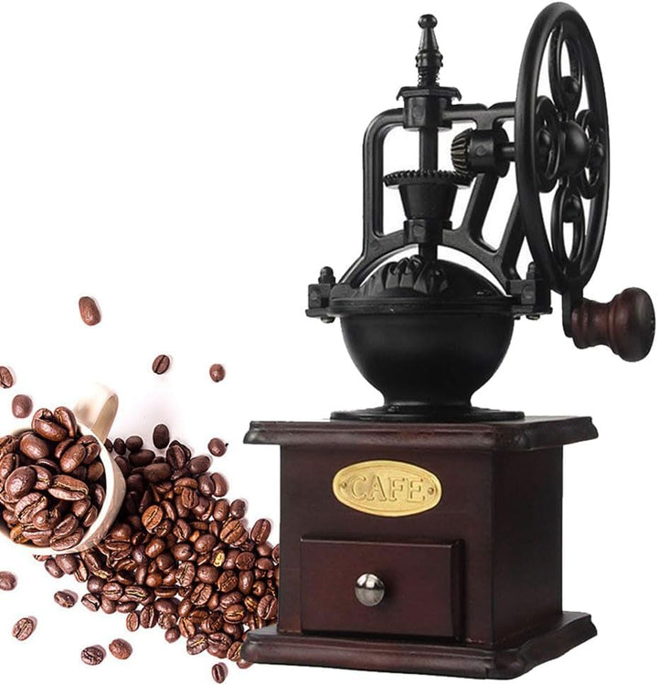 YUEHUA Manuelle Kaffeemühle mit Keramikmahlwerk &amp; Massivholz Walnuss - Verstellbarer Mahlgrad von Es