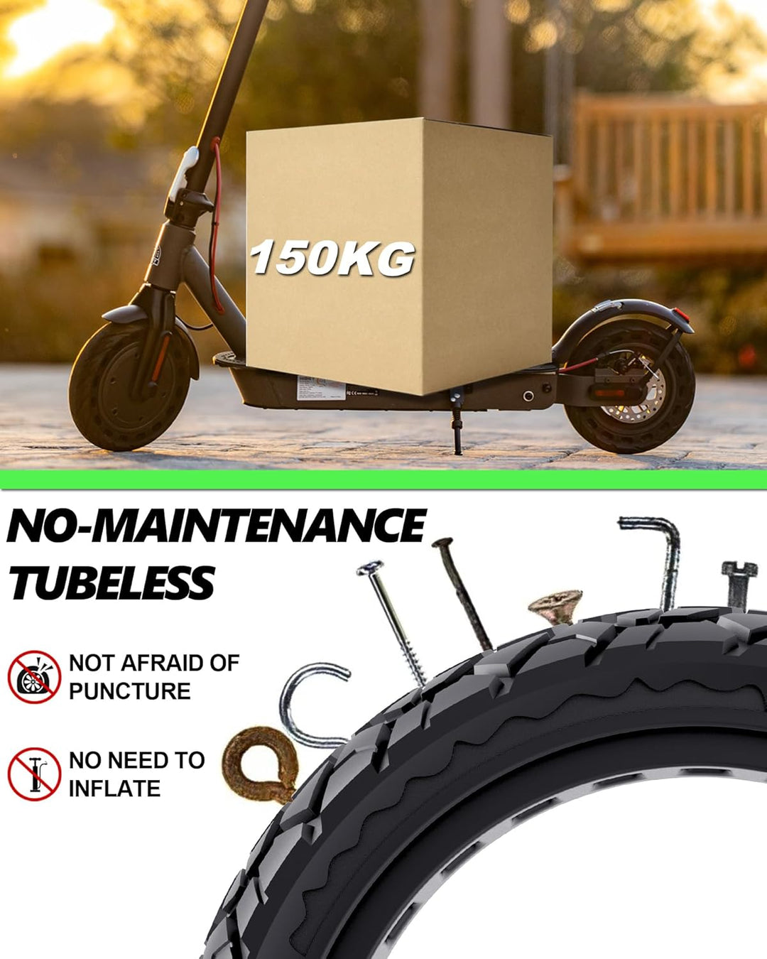 BABEJIA 2PCS E Scooter Reifen 50/75-6.1 Tubeless, Werten Sie Ihr Scooter Auf mit Reifen 8 1/2 x2, Vo
