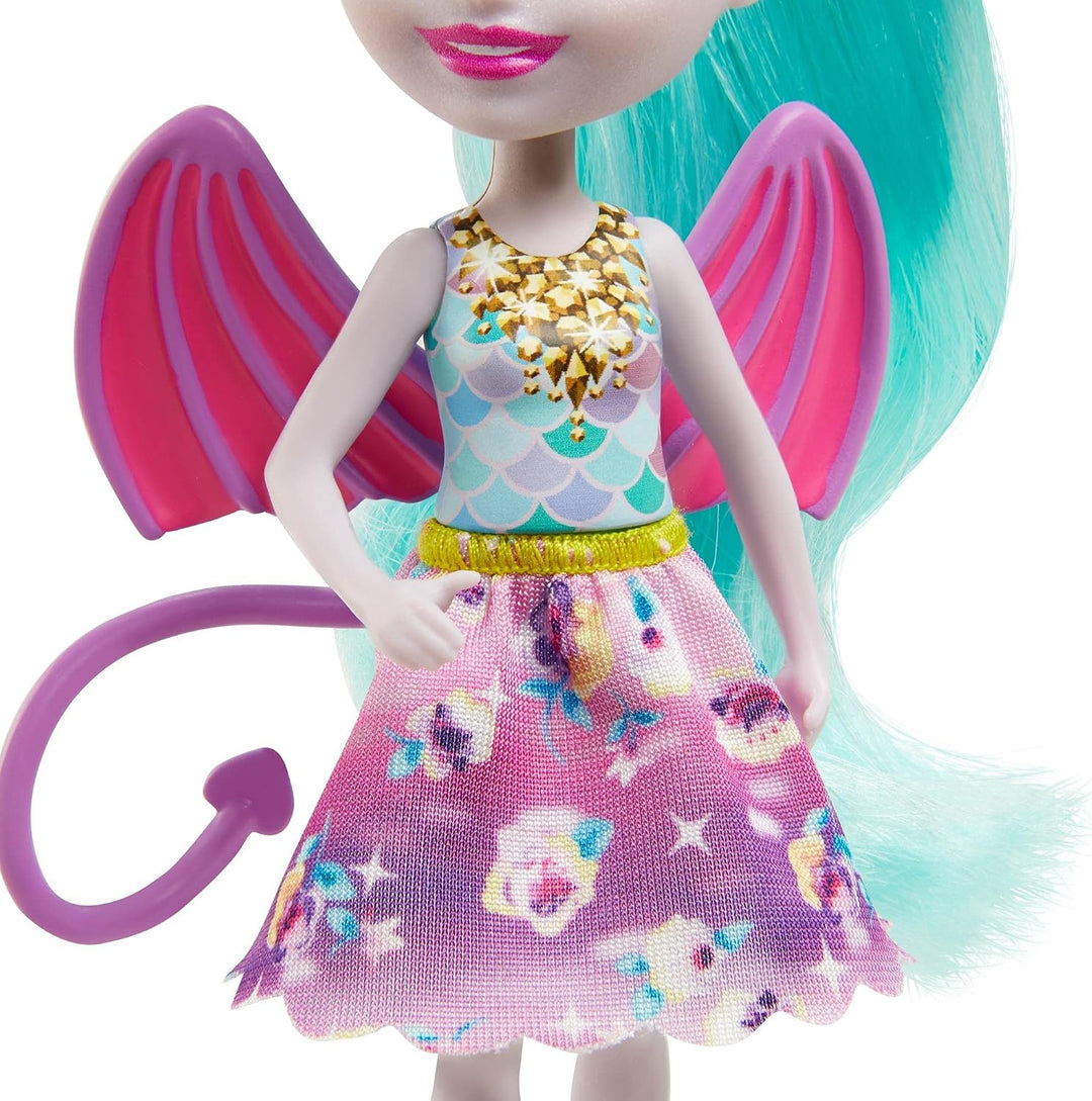 Enchantimals GYJ09 - Deanna Dragon Familie Spielset, Puppe (15,2 cm) mit 3 Drachenfiguren und 4 Zube