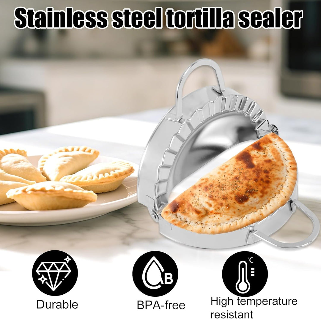 Penitue Tortilla-Versiegeler, 15 cm Durchmesser Edelstahl Tortilla-Presse für Burritos Teigtaschen-C