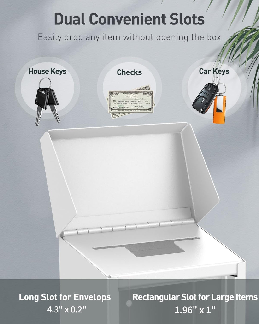 Uniclife Schlüsselkasten für den Aussenbereich, Spendenbox aus Metall in weiss mit Schlüsselschloss,