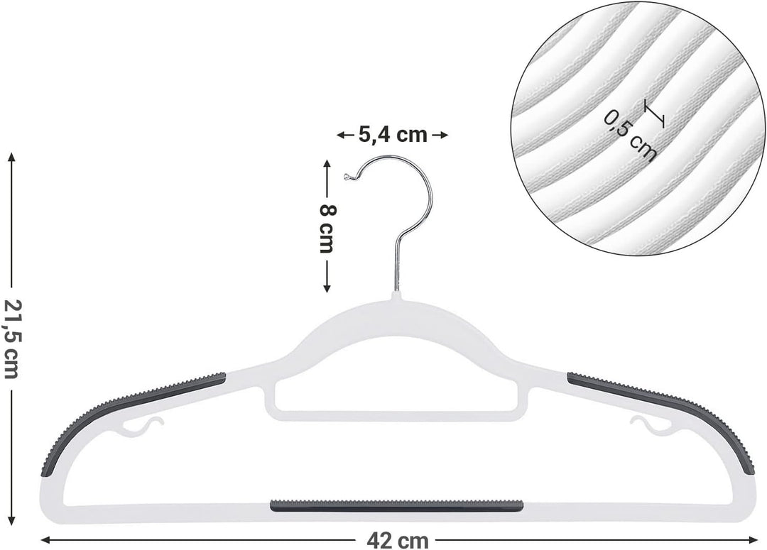 SONGMICS Kleiderbügel 30er Set, Bügel aus Kunststoff, rutschfest, platzsparend, Dicke 0,5 cm, 42 cm