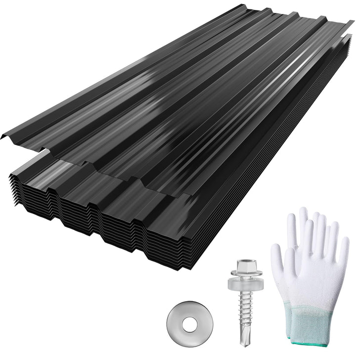 YUENFONG 12 Stück Wellplatte Trapezblech Dachbleche Dachplatten Verzinkter Stahl mit Struktur, 129,5