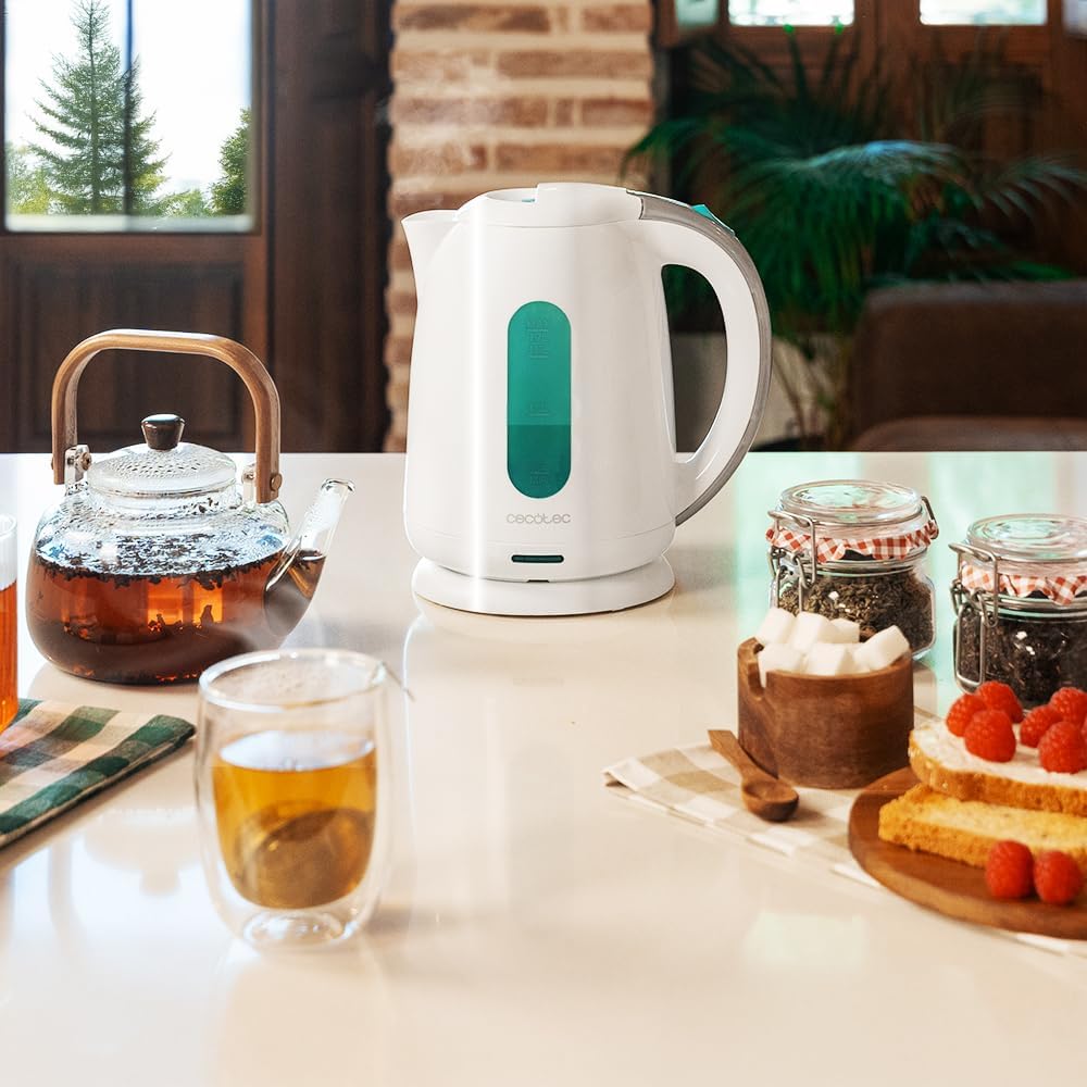 Cecotec Wasserkocher, 1,7 L Kapazität, Thermosense 180 White, 2200 W, Schnelles Erhitzen, Anti-Kalk-