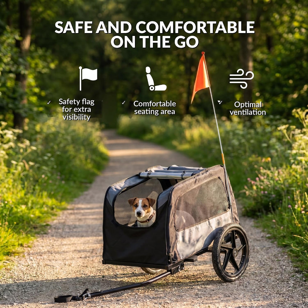Fahrradanhänger für Hunde, 2-in-1, faltbar, mit Buggy-Funktion, Bollerwagen für kleine Hunde, Belüft