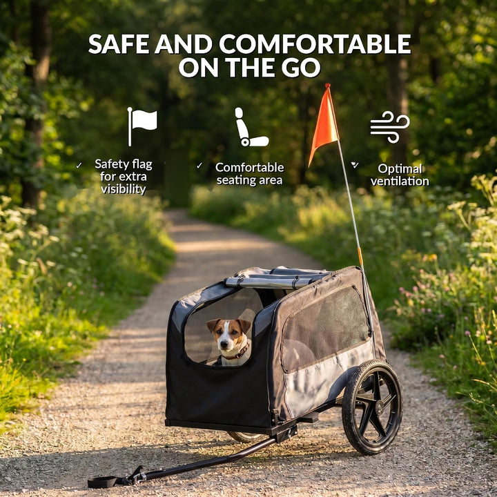 Fahrradanhänger für Hunde, 2-in-1, faltbar, mit Buggy-Funktion, Bollerwagen für kleine Hunde, Belüft