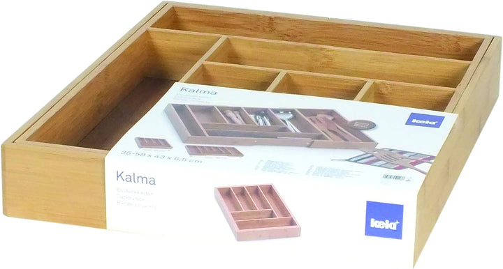 Kela Besteckkasten, Schubladeneinteiler mit 8 Fächern, Ausziehbar, 35 x 43 x 6,5 cm, Bambus, 12013,