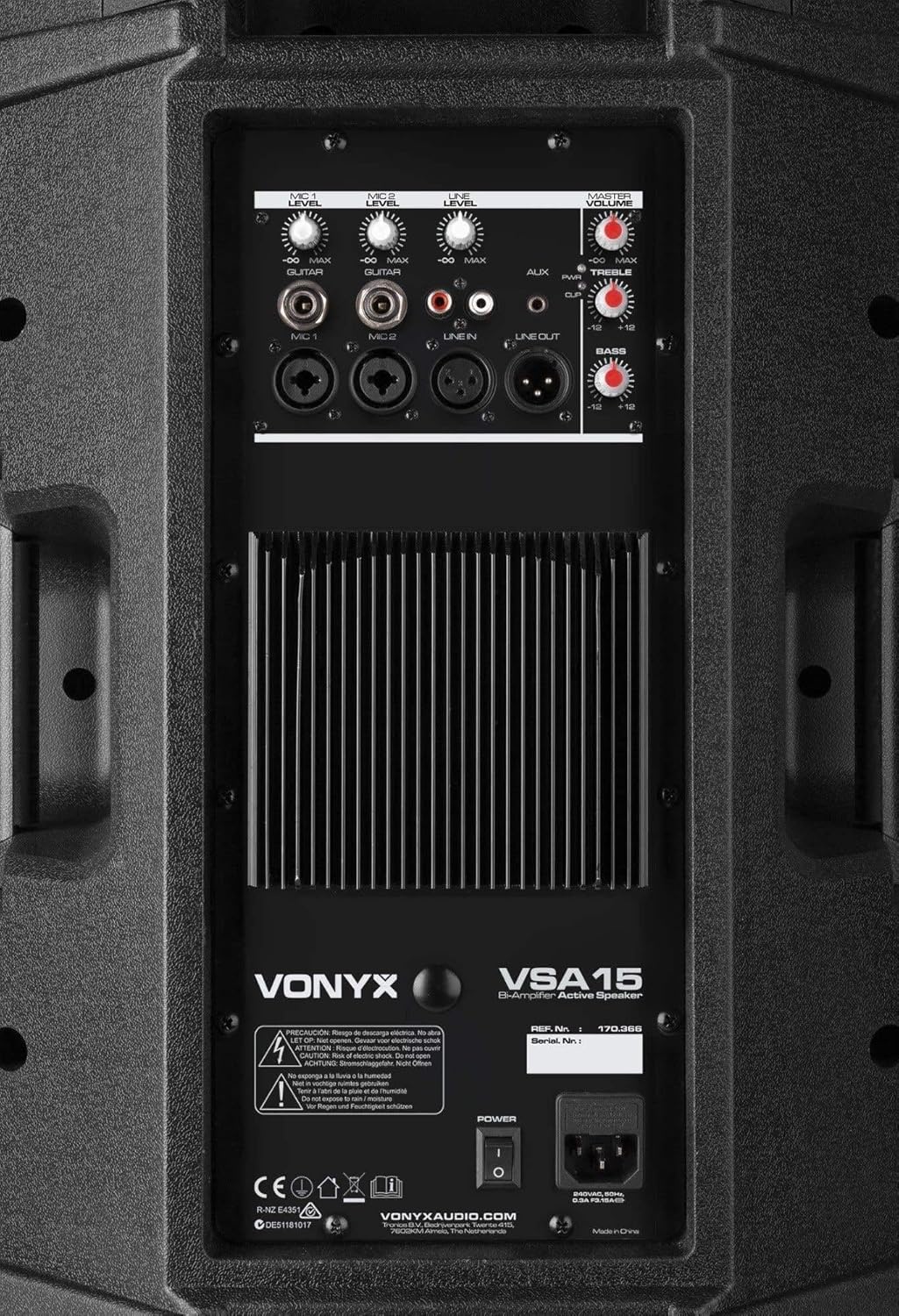 VONYX VSA15 - Aktivlautsprecher, 1000 Watt PA Anlage, PA Lautsprecher Aktiv mit 15 Zoll Subwoofer, B