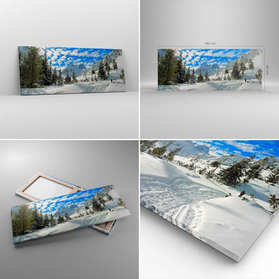 Panorama Bilder auf Leinwand 100x40cm Leinwandbild Tal Wolken Lawine Sport Gross Wanddeko Bild Schla