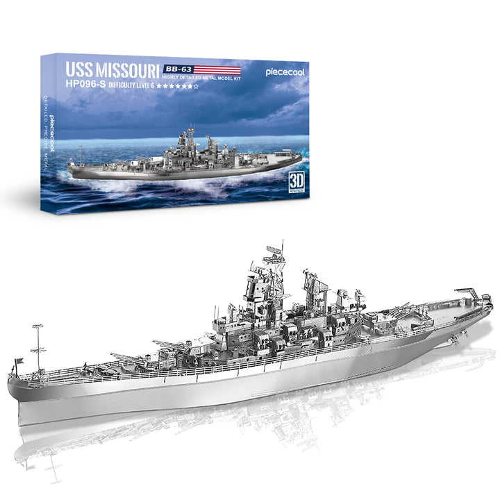 piececool 3D Puzzle Metall Schlachtschiff Missouri, 3D Metall Puzzle Militärmodell für 340 Edelstahl