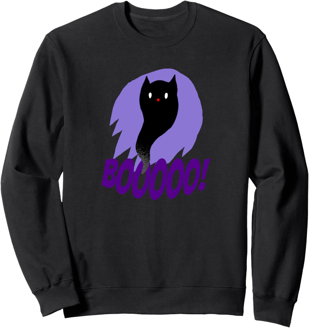 BOOOOO Halloween Geist Gespenst Katze Cat Lila Halloween Sweatshirt