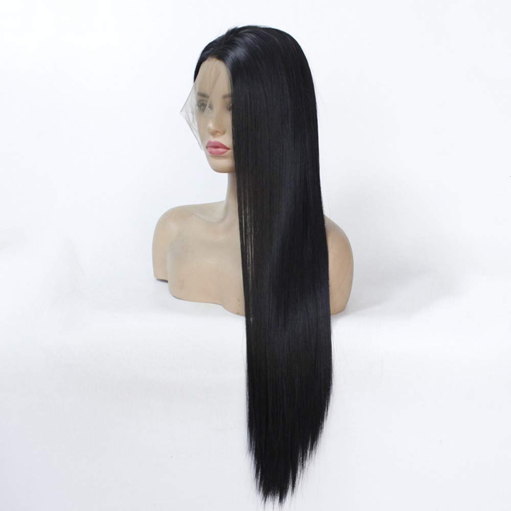 Synthetische Schwarze Lace Front Perücken Lange Gerade 13x4 Lace Hitzebeständig für Frauen Ersatz Sp