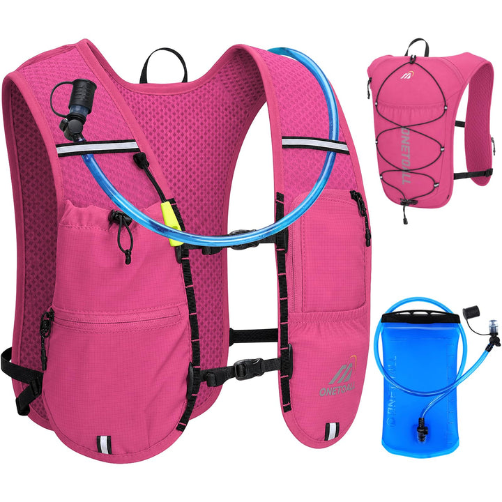 Laufweste Damen mit 500ml Trinkflasche/2L Trinkblase, Leichter Trinkrucksack Laufen Herren 6L, Runin
