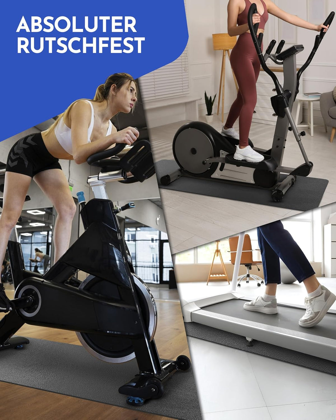 NEOLYMP Bodenschutzmatte Fitnessgerät - Laufband Matte 8mm Dicke - langlebig, rutschfest & stossdämp