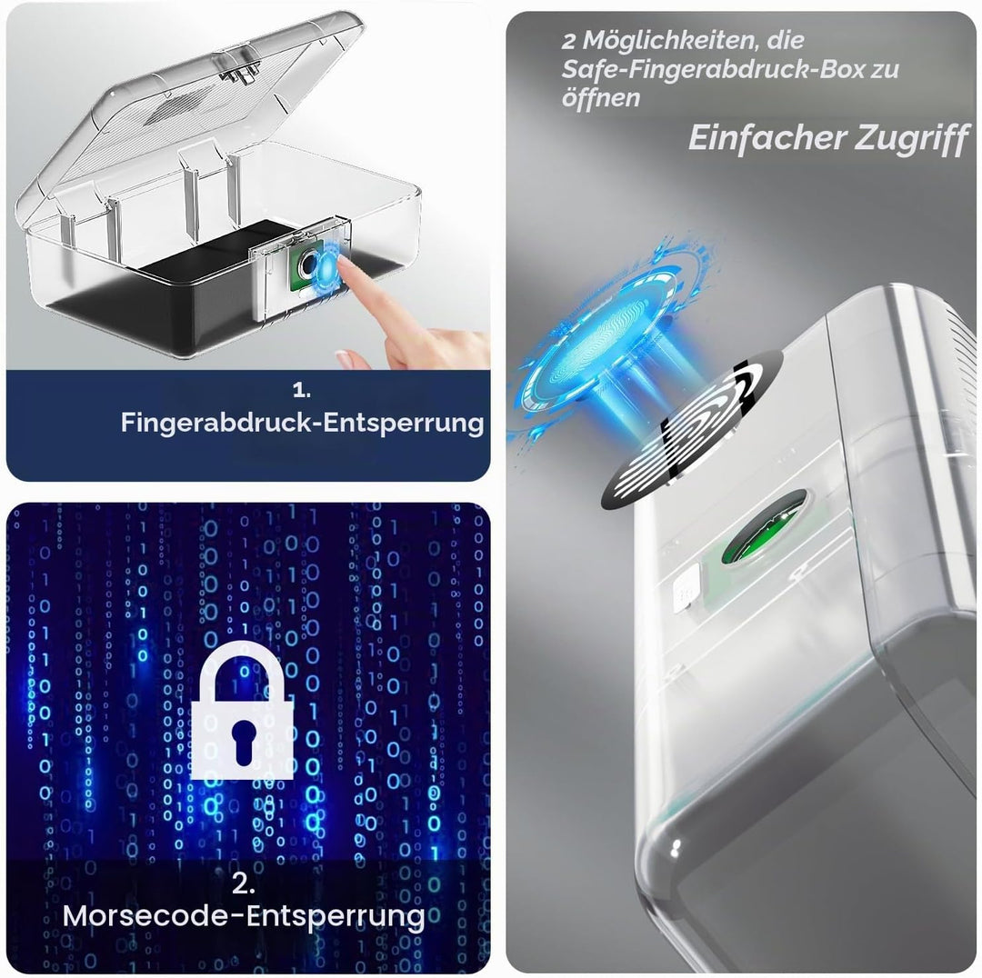 AICase Safe mit biometrischer Fingerabdruckerkennung für Reisen und Zuhause, Tragbare Sicherheitsbox