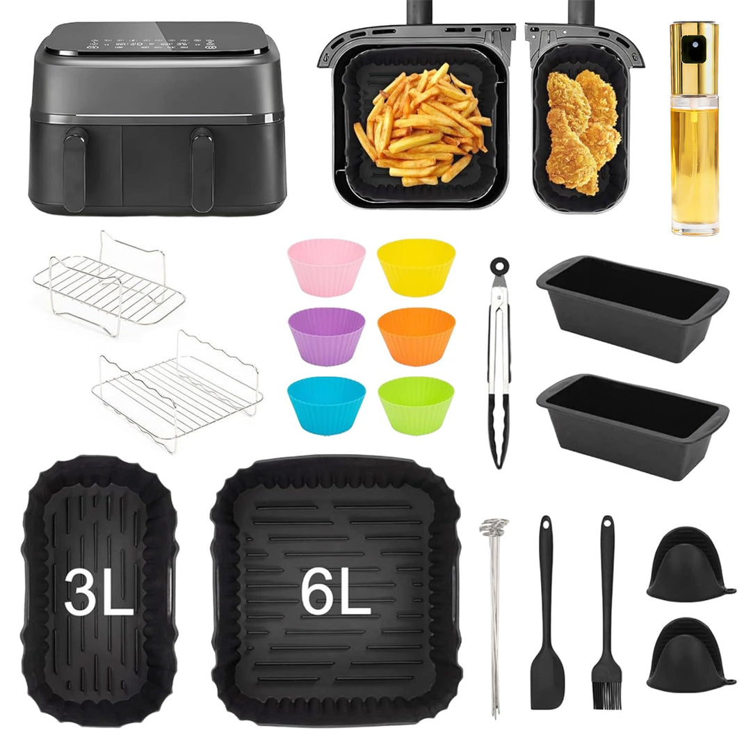 Airfryer Zubehör für Philips Dual Basket Airfryer 3000 Serie NA350, Heissluftfritteuse Zubehör inklu