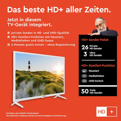 TELEFUNKEN XH32SN550S-W 32 Zoll Fernseher/Smart TV (HD Ready, HDR, Triple-Tuner) - Inkl. 6 Monate HD
