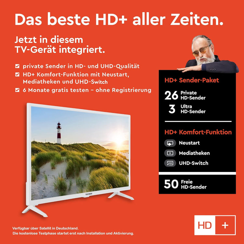 TELEFUNKEN XH32SN550S-W 32 Zoll Fernseher/Smart TV (HD Ready, HDR, Triple-Tuner) - Inkl. 6 Monate HD