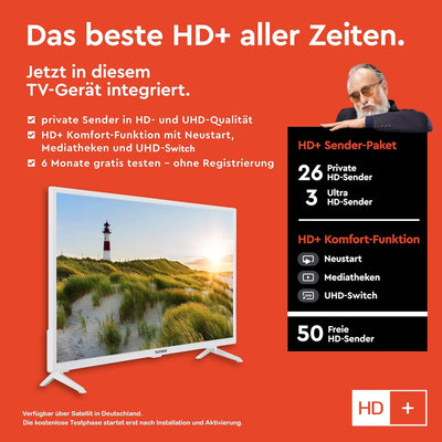 TELEFUNKEN XF32SN550S-W 32 Zoll Fernseher/Smart TV (Full HD, HDR, Triple-Tuner) - Inkl. 6 Monate HD+