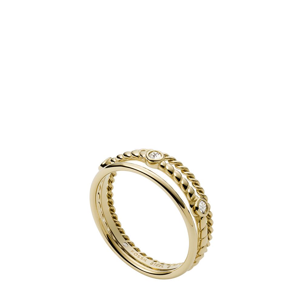 FOSSIL Damenring Vintage Heritage Edelstahl goldfarben, JF03801710