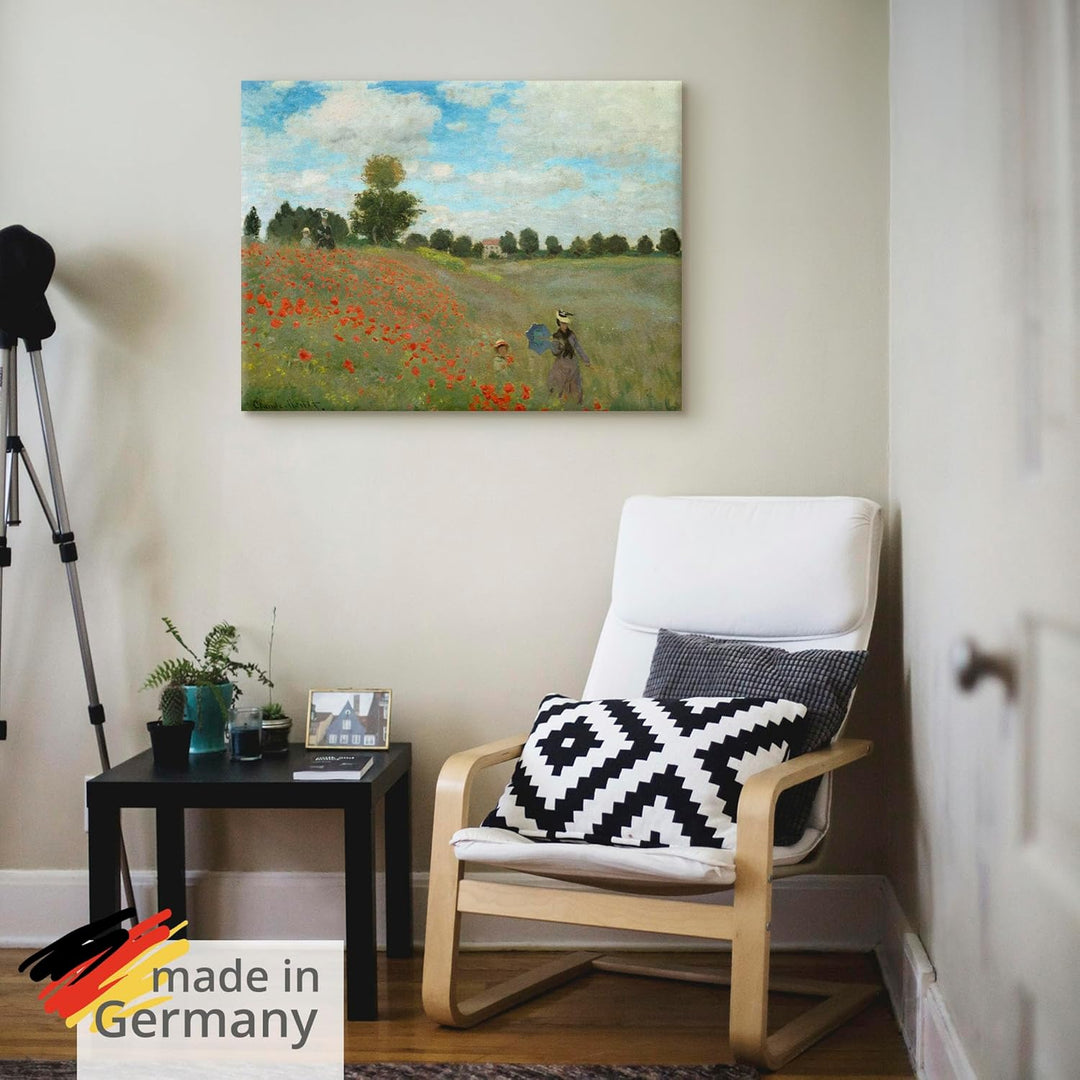 ARTland Leinwandbilder Wandbild Bild auf Leinwand 60x45 cm Wanddeko Wiese Sommer Bäume Mohnblumen Wa