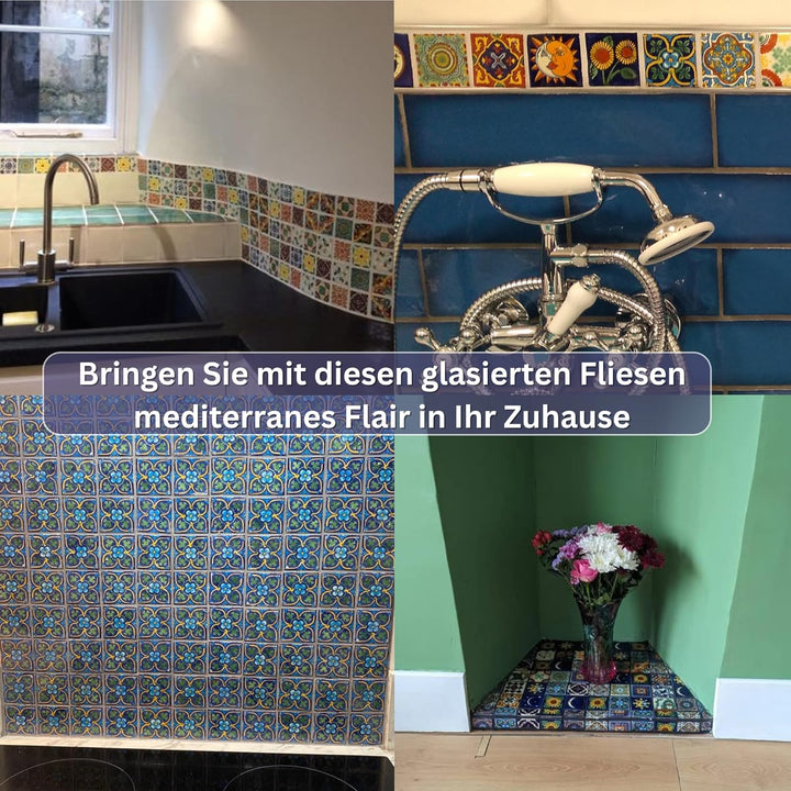 Eine Packung von 50 mexikanischen handgemachten Talavera, 5 cm Fliesen