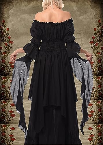 Halloween Kostüm Damen,Mittelalter Renaissance Kleidung mit Korsett Gürtel Retro Maxikleid Viktorian