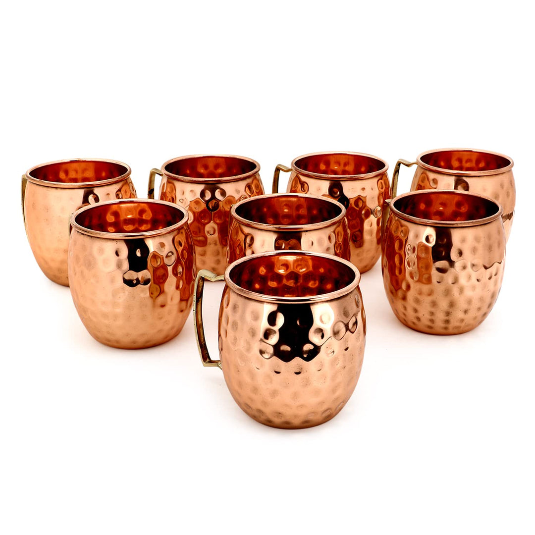 Zap Impex Moscow Mule Kupferbecher – Set mit 8 – 100% handgefertigten Bechern aus reinem massivem Ku