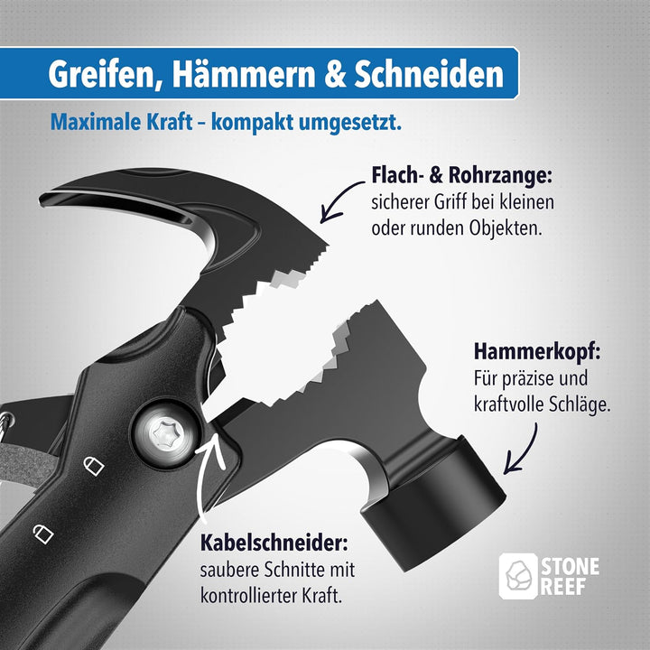Multifunktionswerkzeug – 12-in-1 Multitool mit Edelstahl-Zange, Schraubendreher, Messer & Säge – Per