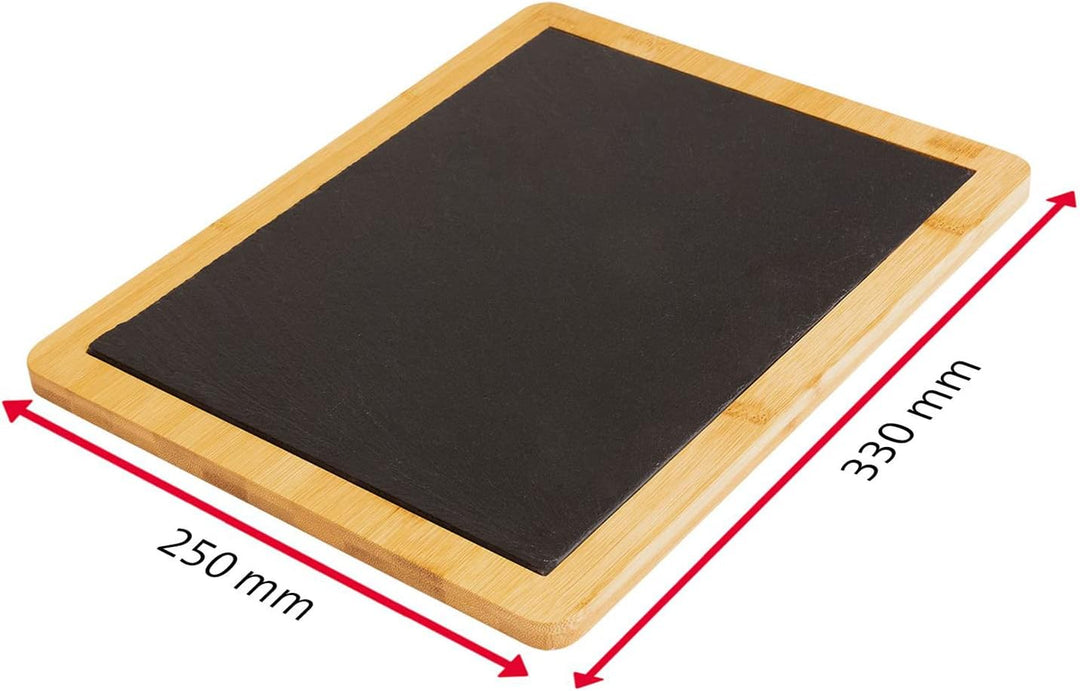 Westmark Servierbrett/Bambus- und Naturschieferplatte zum Anrichten, rechteckig, Fläche: 32 x 25 cm,