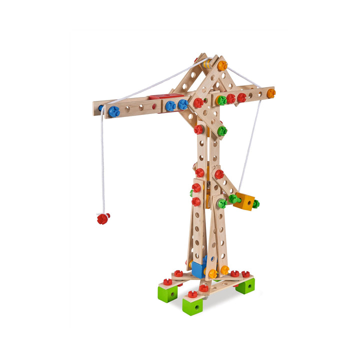 Eichhorn Constructor Kran, vielseitiges Holzspielzeug, 170 Bauteile, 5 Verschiedene Konstruktionen,