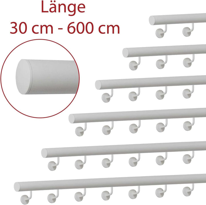 TIBU Handlauf Edelstahl weiss pulverbeschichtet 42,4 mm Geländer innen aussen wetterfest, Länge 160