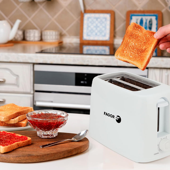 Fagor FlexiToast 650W Toaster - 2 Schlitze, einstellbare Steuerung, Automatikfunktion, kompaktes Des
