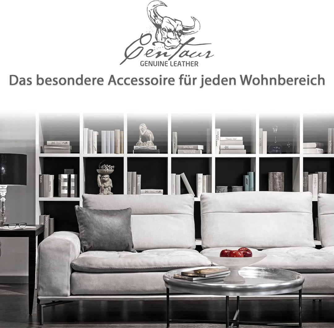 Centaur - Deko Lederkissen 50 x 40 cm für Sofa oder Schlafzimmer basaltgrau - Echt Leder Kissen Echt