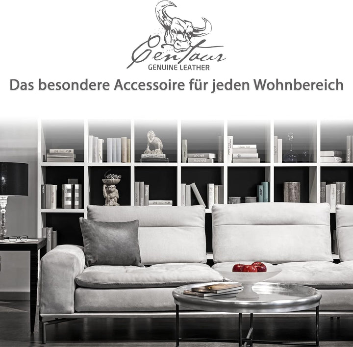 Centaur - Deko Lederkissen 50 x 40 cm für Sofa oder Schlafzimmer basaltgrau - Echt Leder Kissen Echt