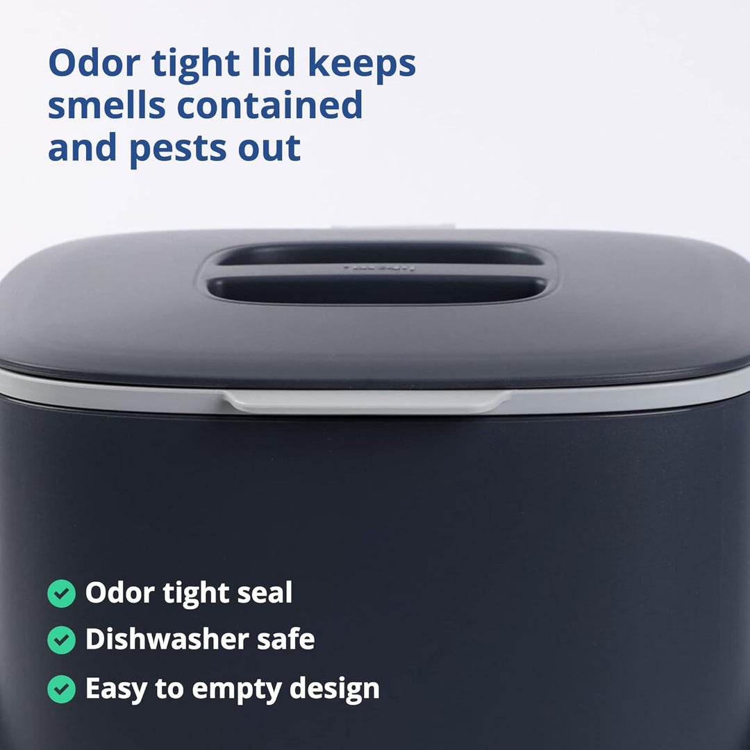 BLUE GINKGO Biomülleimer Küche – Kompostbehälter Küche mit Deckel, Griffen | Spülmaschinenfest | Her
