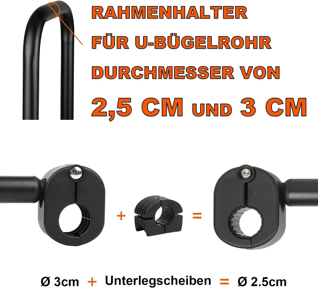 TEOV 2 Stück Rahmenhalter für Fahrradträger Länge 12CM+42CM, Verstellbarer Strap-Rahmenhalter für E-