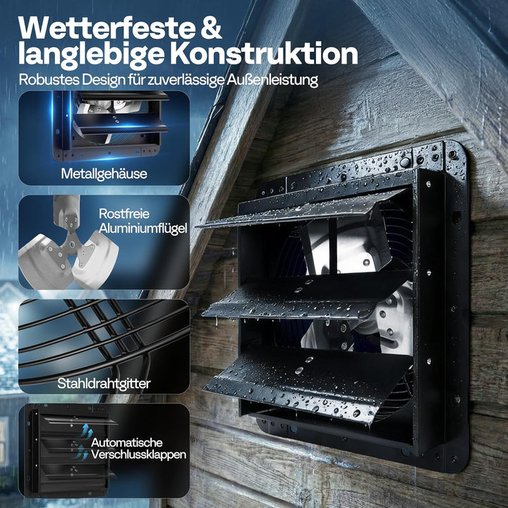 VIVOHOME 250mm Abluftventilator Industrie Wandventilator mit EC Motor Wandlüfter 10‑Fach Einstellbar