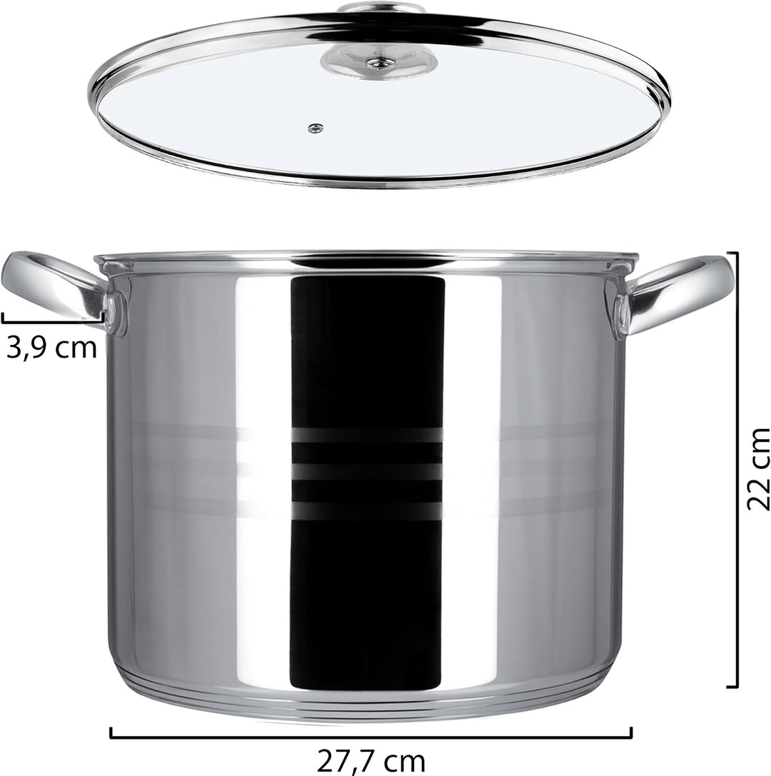 KADAX Kochtopf 11L, hoher Topf mit Deckel, Suppentopf aus Edelstahl, Vielseitiger Nudelkochtopf, Küc
