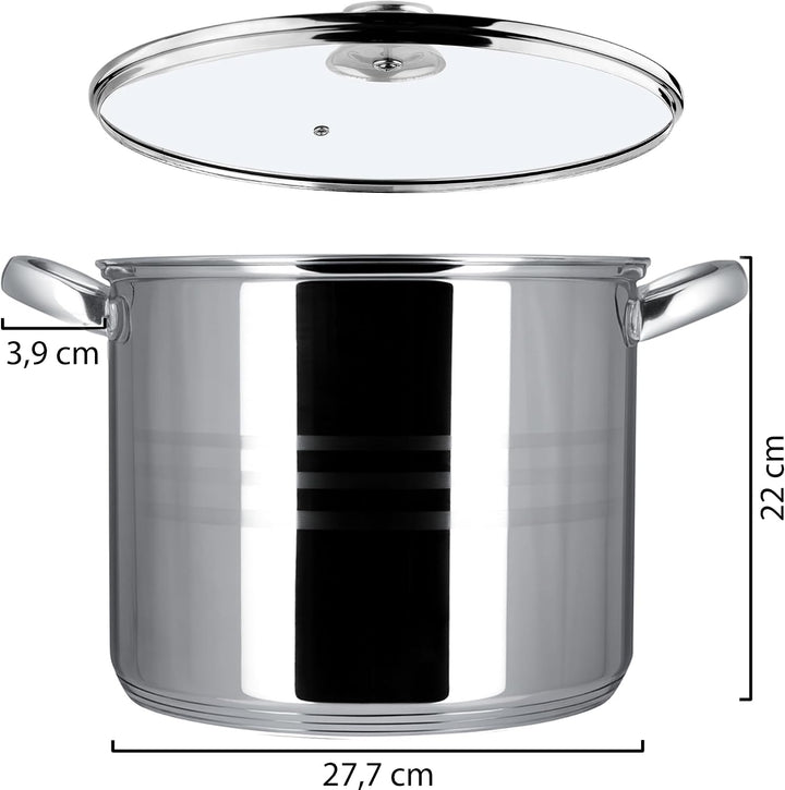 KADAX Kochtopf 11L, hoher Topf mit Deckel, Suppentopf aus Edelstahl, Vielseitiger Nudelkochtopf, Küc