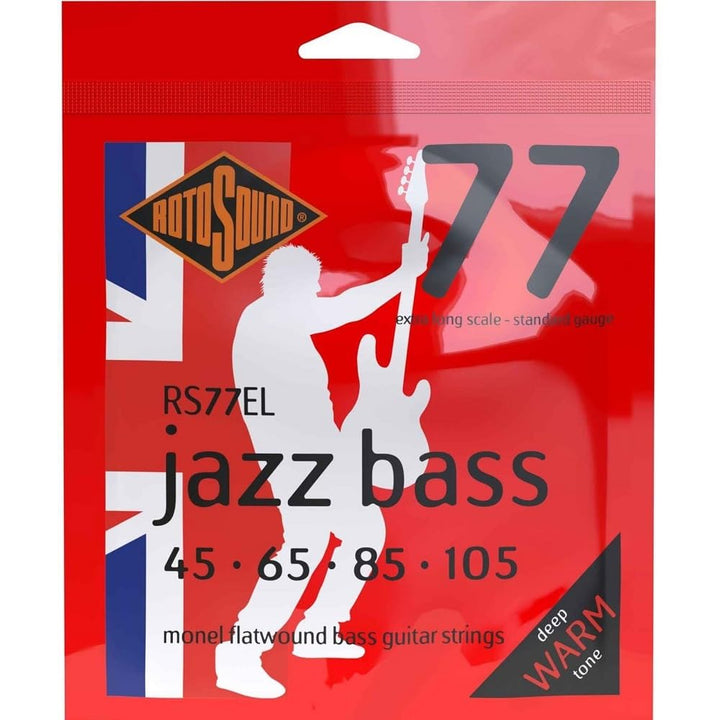 Rotosound Saiten für Jazz-Bass (Flachdraht, extra lange Mensur, Standardstärke 45 65 85 105)