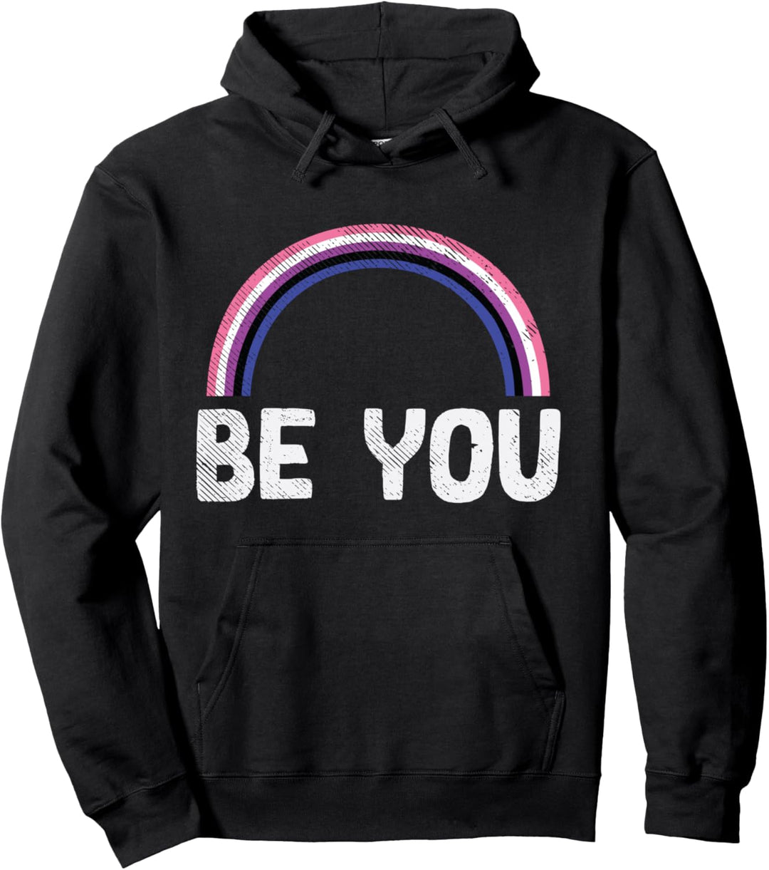 Rainbow You Be Genderfluid Pride Flag Non-Binary LGBTQ Gift Pullover Hoodie