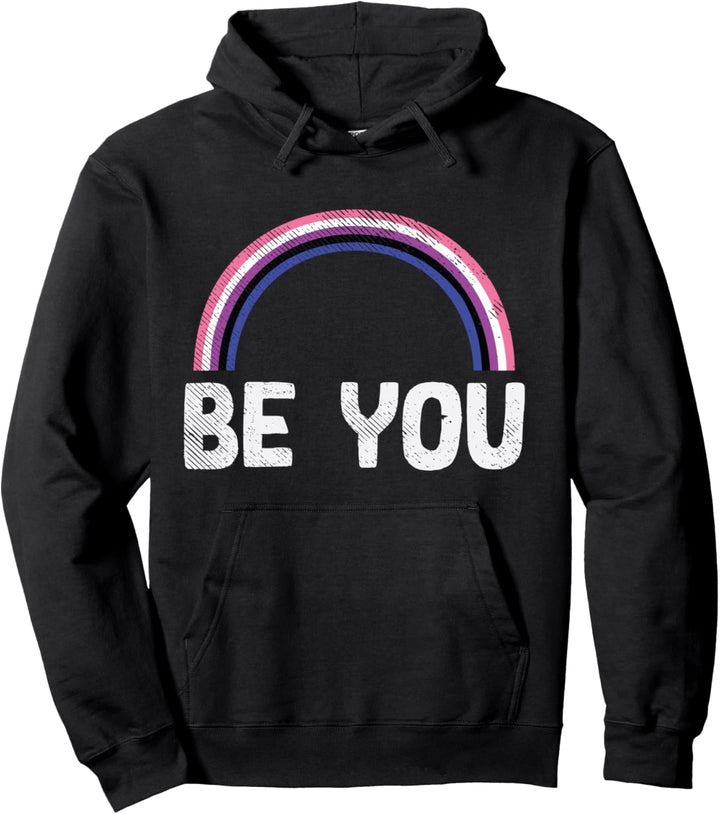 Rainbow You Be Genderfluid Pride Flag Non-Binary LGBTQ Gift Pullover Hoodie