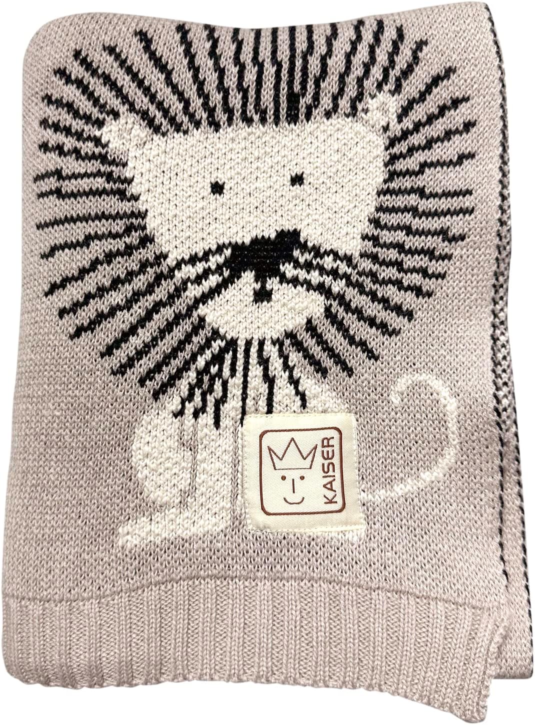 KAISER 65211 LION Babydecke Strick 100% Bio Baumwolle (kbA), atmungsaktive Babydecke, Ganzjährig, Ne