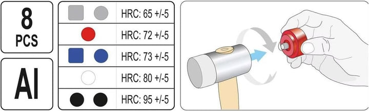 Schonhammer Set 8-tlg. | Ausbeulhammer, Gummihammer, Hammer mit verschiedenen Aufsätzen