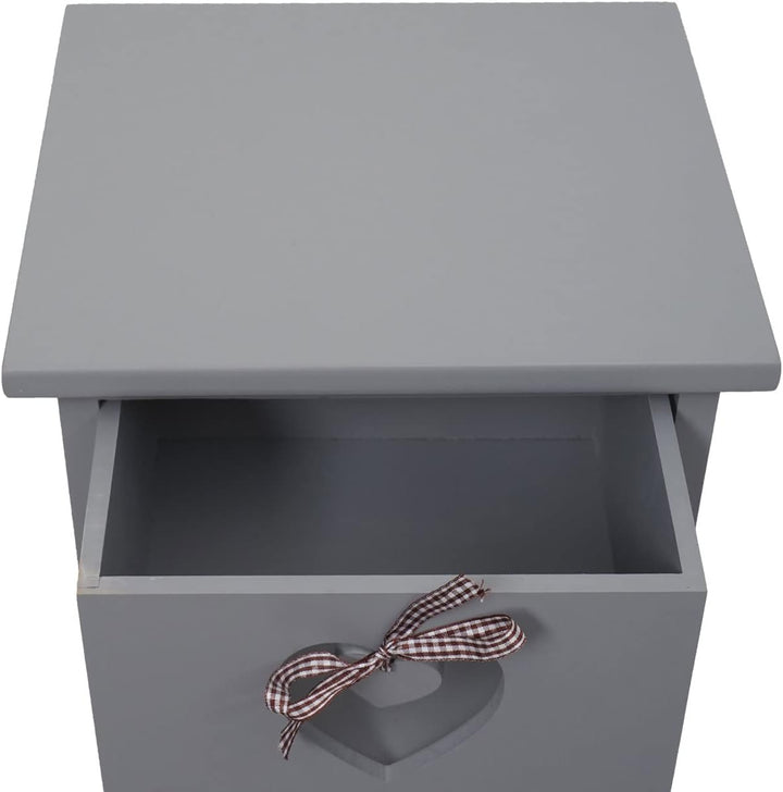 Mendler Kommode Forli, Schubladenkommode Schrank, 4 Schubladen mit Herzen 70x29x25cm, Shabby-Look, V